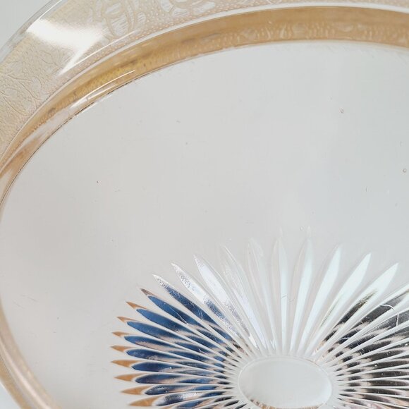 Vintage Glastonbury Lotus Rambler Rose Platter Made in USA Pink glass Gold Rim - Picture 7 of 14